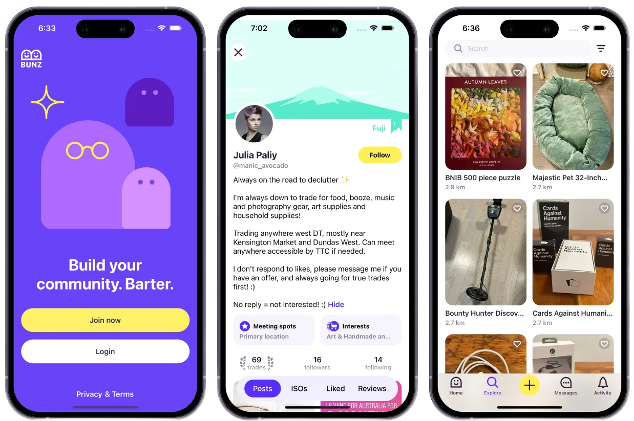 Mobile app development for Bunz project