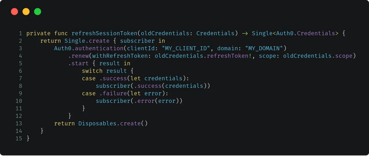 Refresh session token of Auth0 with RxSwift and Moya