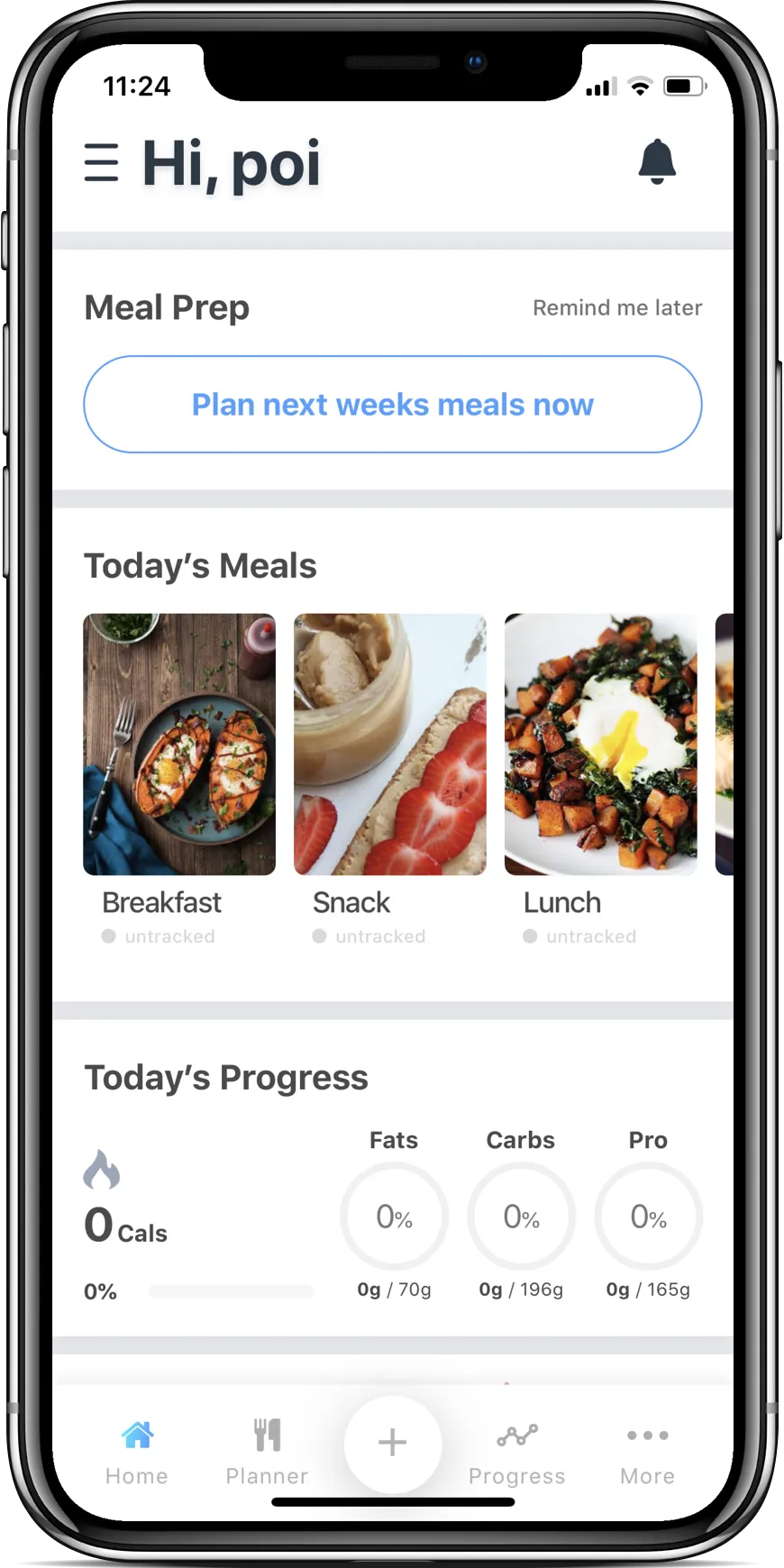 G-Plans mobile app interface showing workout selection screen with various fitness exercises and meal planning features
