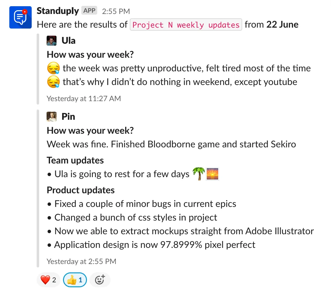 An example of bots usage for weekly or daily updates