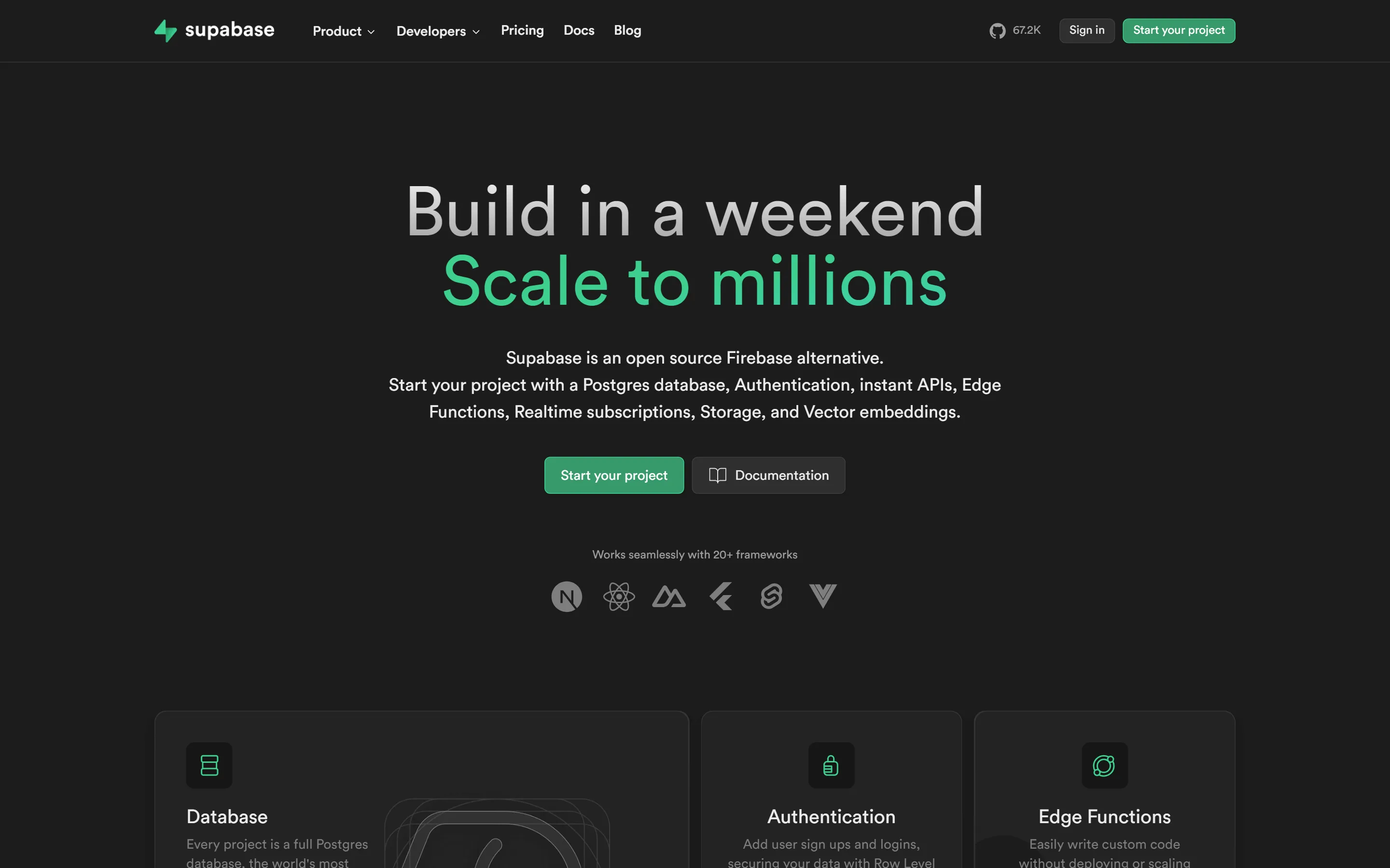 Supabase landing page
