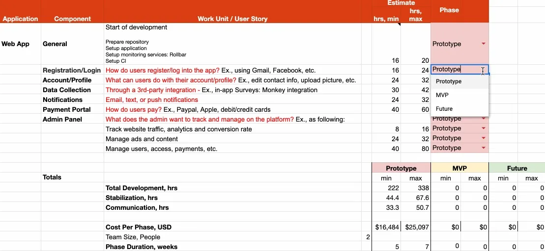 Animated demo of a Work Breakdown Structure with tasks prioritized by importance